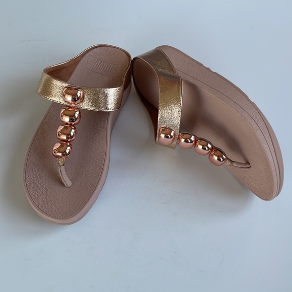 NWT Fit Flop Francheska Glitzy Toe Thongs Rose Gold 6 - Picture 4 of 16